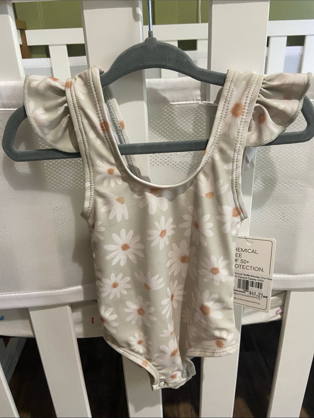 🇨🇦 Kids Daisy Print One-Piece Swimsuit - Cream- 0-6M